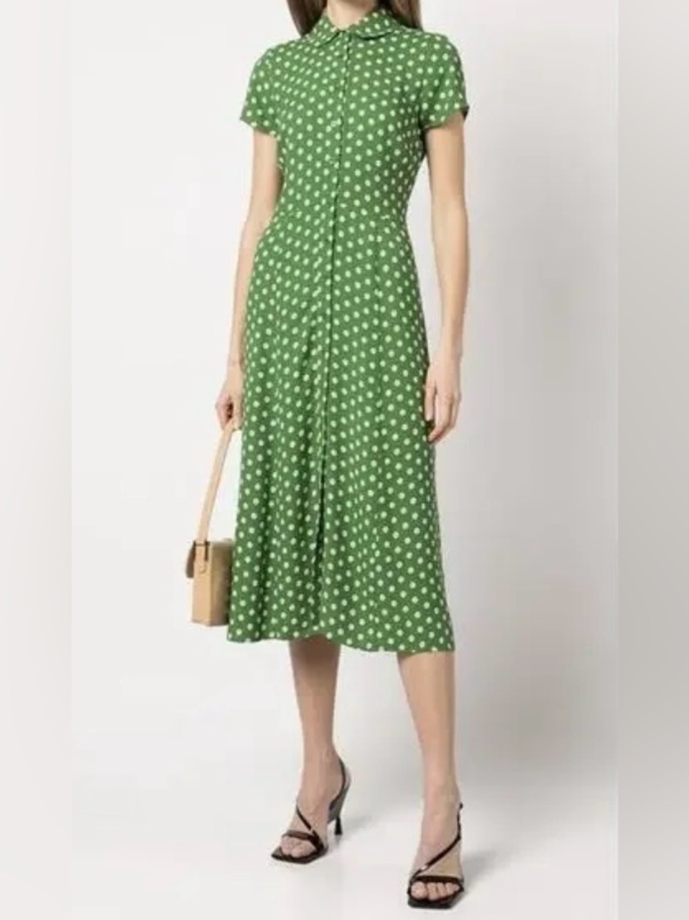 Reformation “Willa” Green Daisy Print Midi Dress Size 10 - Picture 2 of 7